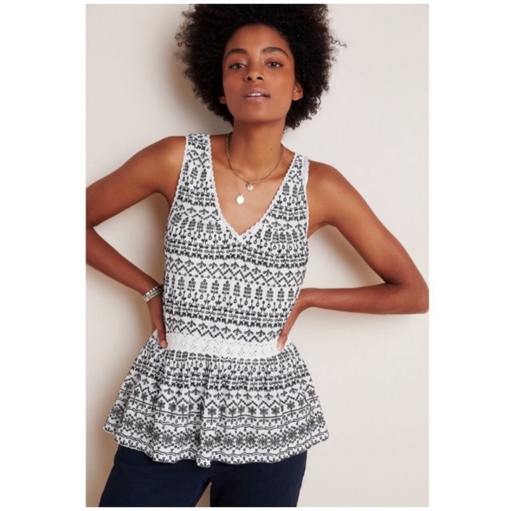 Anthropologie Maeve Embroidered Tank Top - New Medium